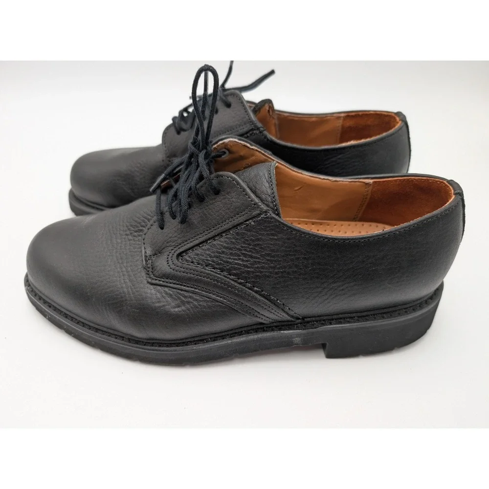 Vintage Dexter Comfort Black Leather Oxford Plain Toe‎ Men Shoes 8 Made In USA